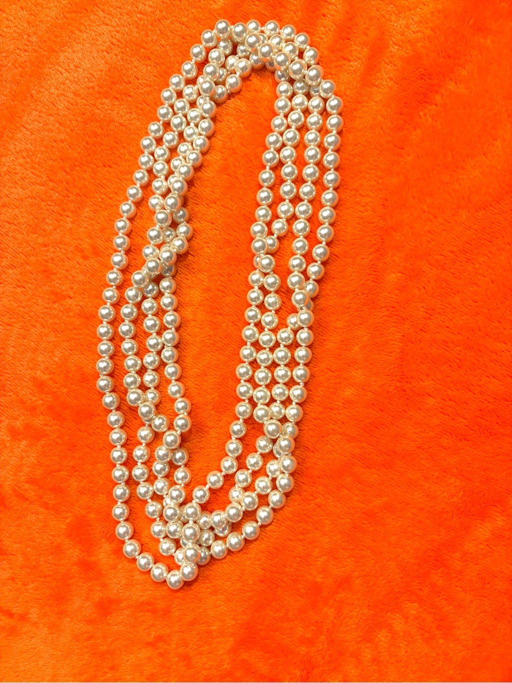NWT Premier Designs 90 Inch Single Strand Faux White Pearls